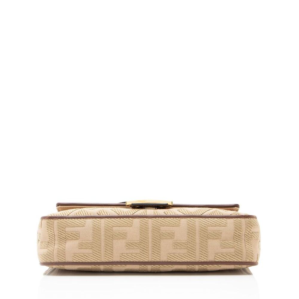 Fendi FF Embroidered Canvas Baguette Shoulder Bag - Picture 4 of 15